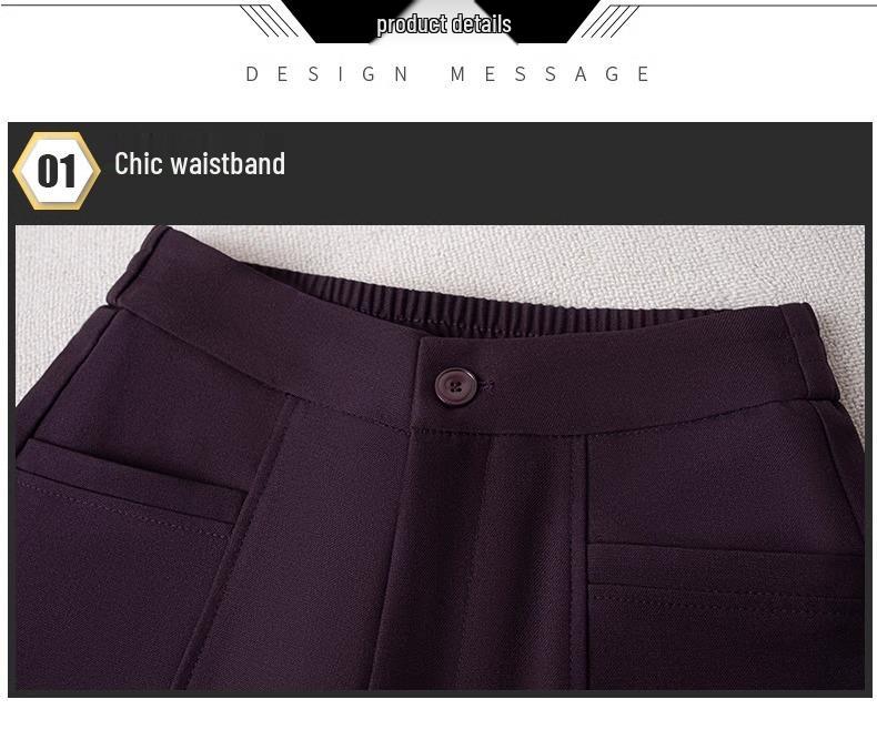 2025 Spring & Autumn Women's Purple High-Waisted Wide-Leg Pants: Loose Drape, Popular Straight-Leg Fit