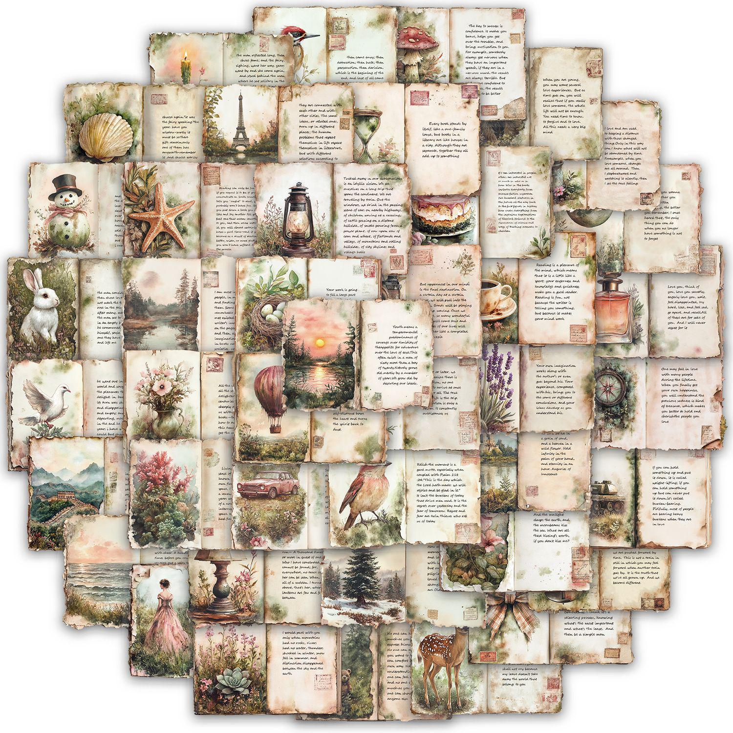 50 ретро-акварельных наклеек для дневника, термоса, чехла для телефона, блокнота и декора рабочего стола