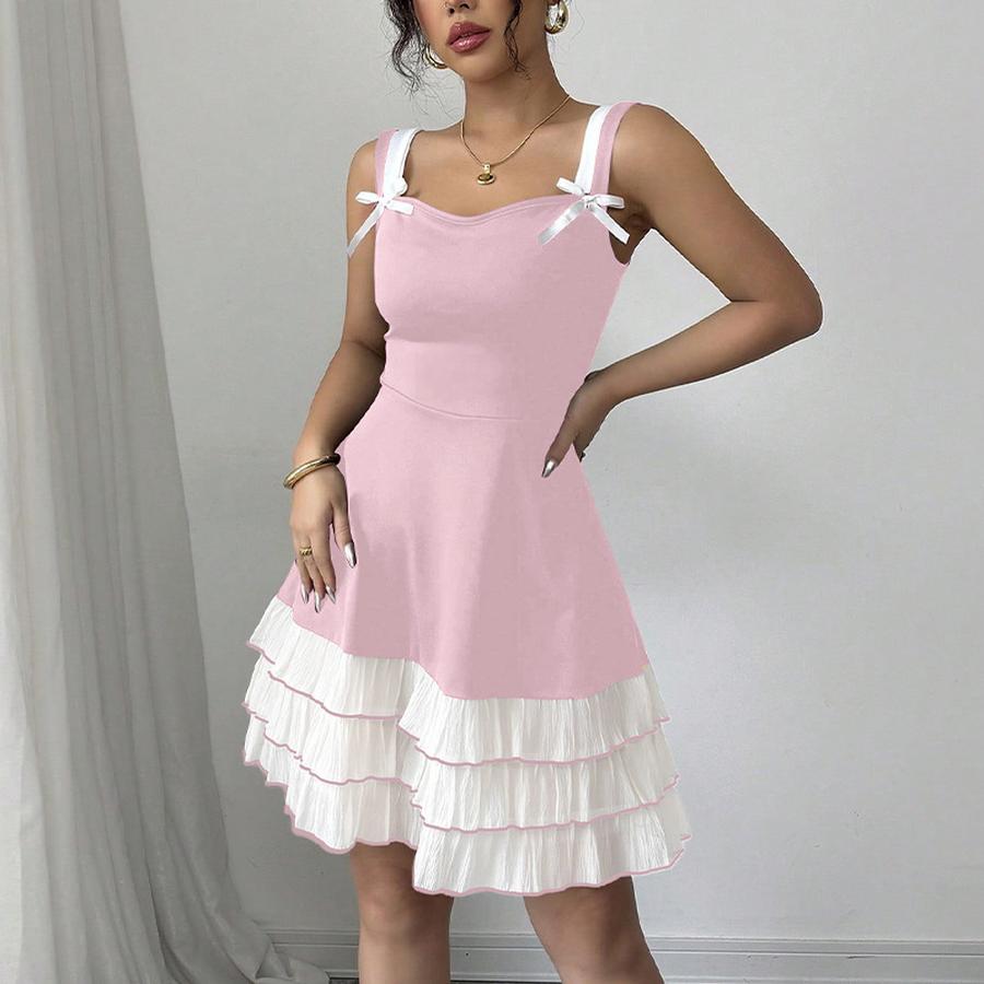 Women's Summer New Arrivals Strappy Dress Colorful Layered Cake Dress