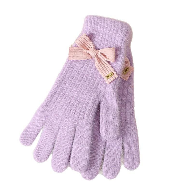 Wind Bow Knitted Gloves Women's Winter Outdoor Cold Protection and Warm Wrist Guards Can Be Cute and Sweet