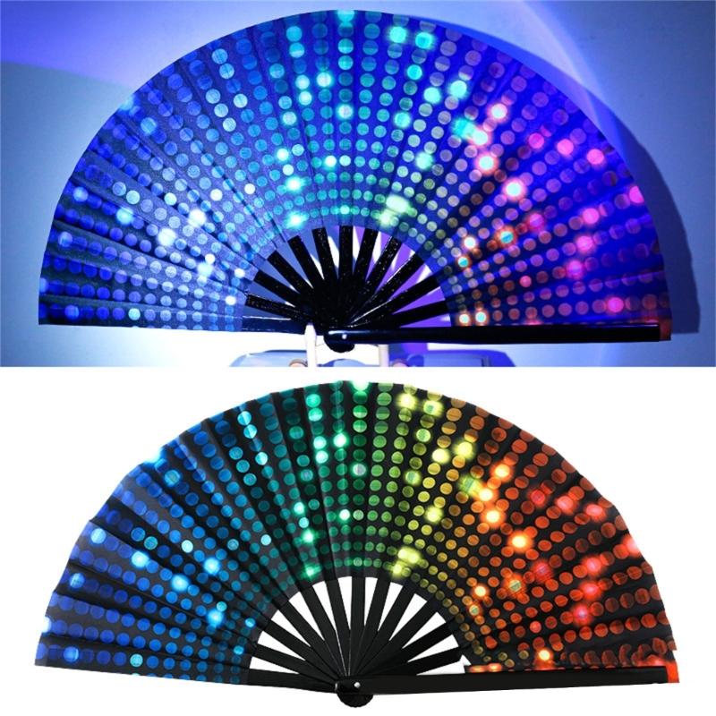 Portabilitate Evantai de mână din bambus fluorescent strălucitor pentru festivaluri de muzică, cluburi de noapte, petreceri costumate și discoteci cu tematică de dans