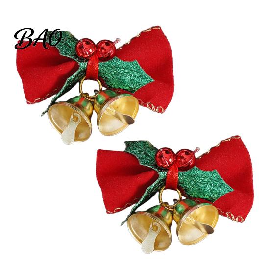 Holiday Gift Embellishments 2Pcs Christmas Bell Bow Embellishment, Fabric Ribbon Ornament for Atmosphere Decor Box Candy Doll Clothes, DIY Craft