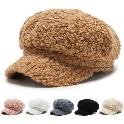 Lammwolle Frauen Berets Hut Winter Vintage Kappe Frauen Casual Kürbis Hut Flache Baskenmütze Hüte Peaky Blinders Schirmmütze