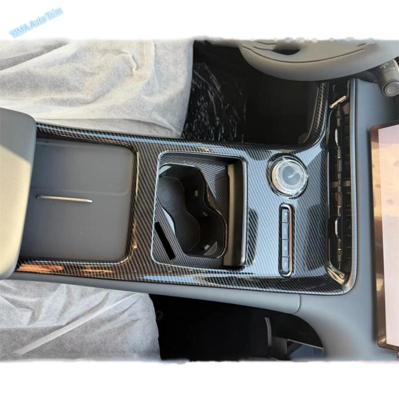 ABS Carbon Fiber Look Gear Shift Panel Control Center Console Stall Sequ Cover Trim For GEELY GALAXY E5 / EX5 2024 2025