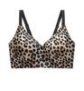 Womens Leopard Print Seamless Push Up No Wire Bra For Plus Size
