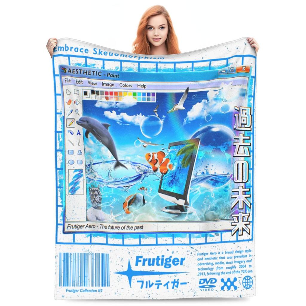 Super Warm Blanket Camping Frutiger Aero Fashion Collection Bedding Throws Flannel Bedspread For Outdoor Novelty Sofa Bed Cover