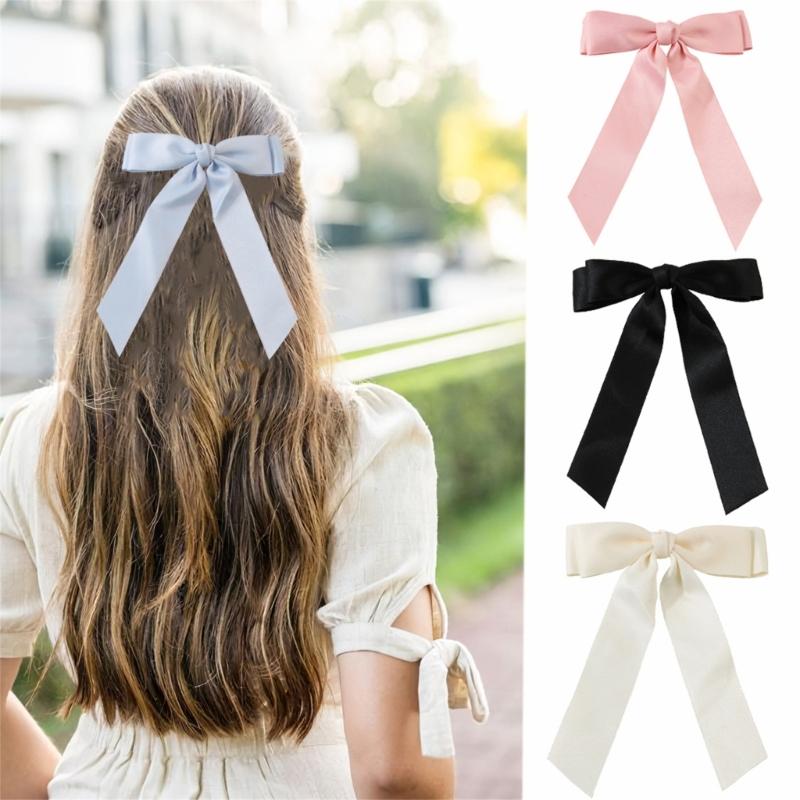Long Ribbon Bowknot Barrettes Bow Hair Clip Girls Hair Clips Hair Shaping Tool