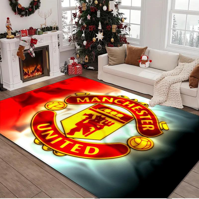 1PC rug Flaming Manchester Crest Carpet, Chair Rug,Area Rug for Office Bedroom living rooms bedroom, Doormat decor Christmas fan gifts