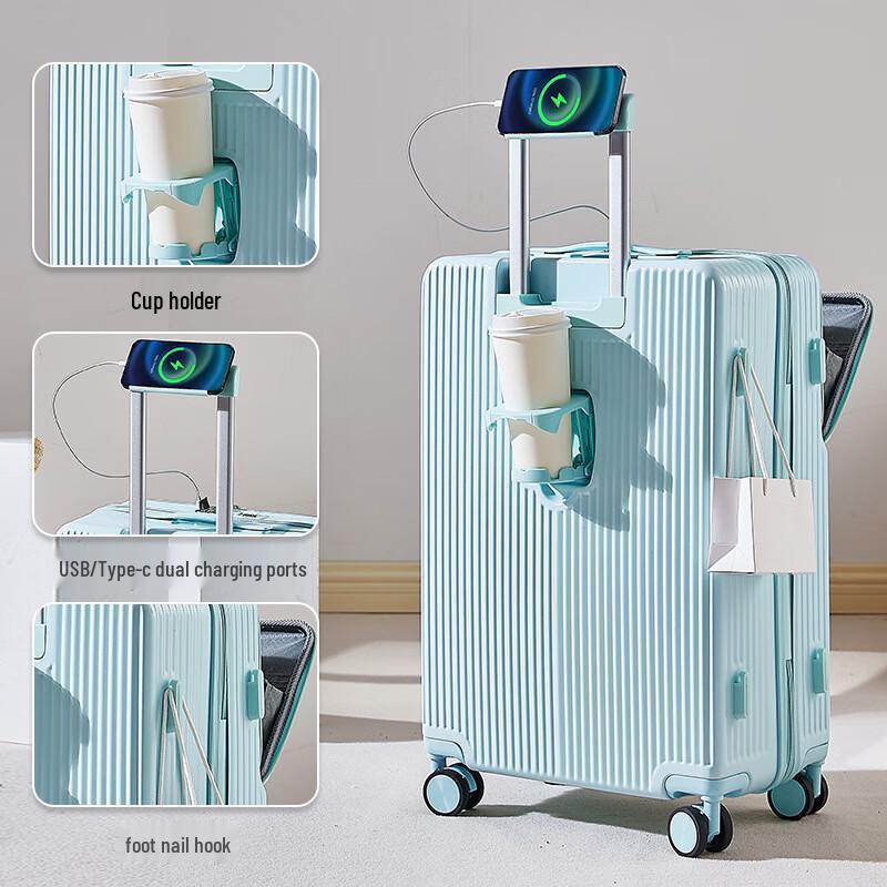 OEING Multi-functional Front-Opening Spinner Luggage 20-inch