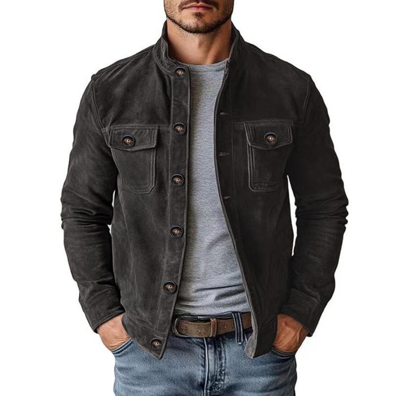 Herren Jacke Freizeit Faux Suede Samt Europäischer & Amerikanischer Stil