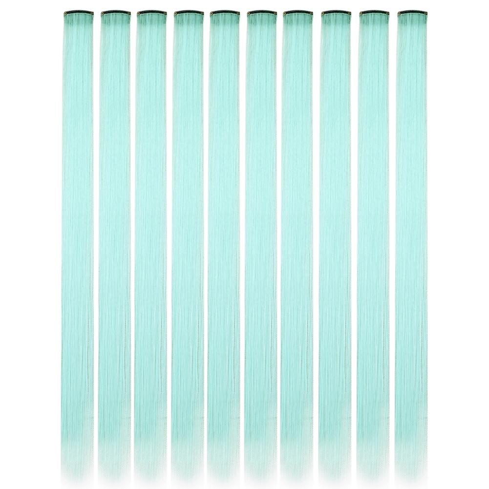 10PCS/Pack Colored Party Highlights Clip in Hair Extensions for Girls 18 Inches Omber colors Straight Synthetic Hairpieces 2028