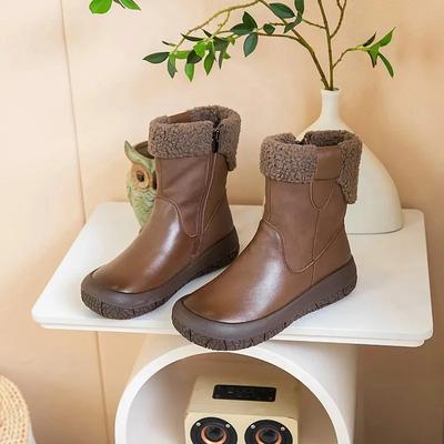 Obermaterial Rindsleder Winter Kurze Stiefel Weiche Sohle 2025 Herbst/Winter Echtes Leder Vintage Warme Baumwollstiefel Fleecefutter