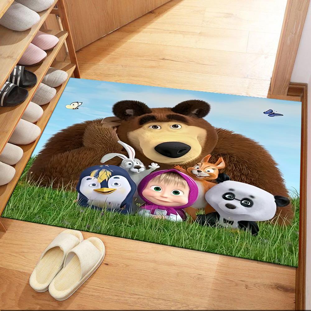 Masha Bear Carpet Suitable for Study Room Entryway Balcony Playrooms Anti-slip Rug Decorate Offices Best for Christmas
