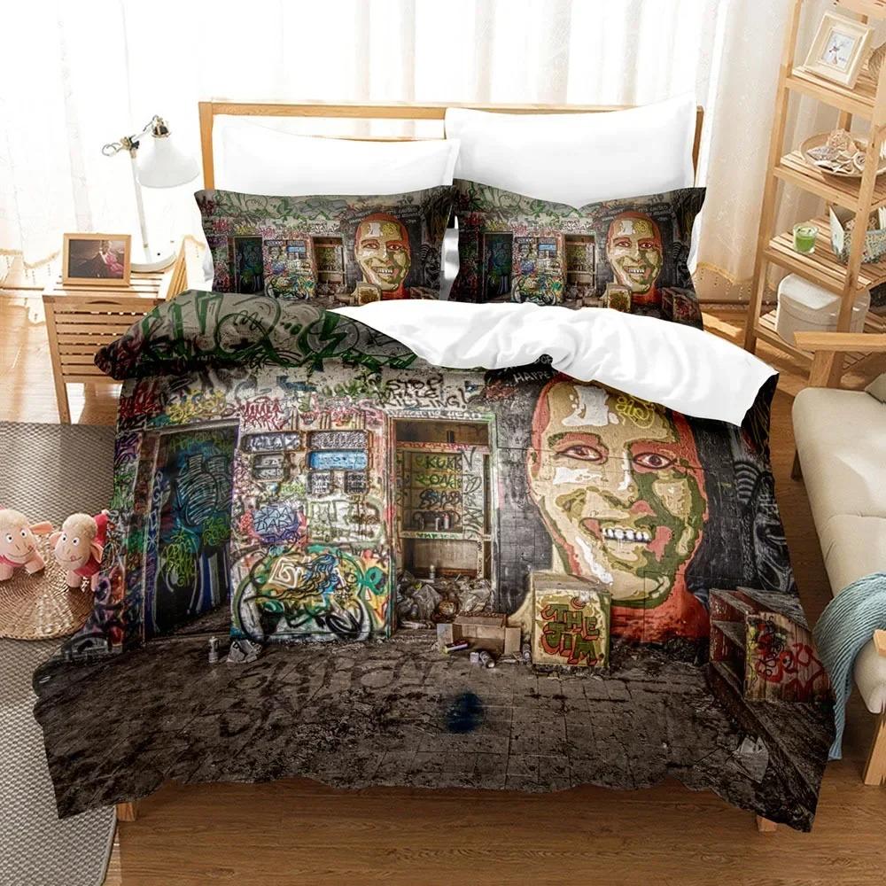 Comforter Graffiti Wall Urban Street Art Painting Bedding Set Bedroom Soft Modern S Comefortable Quilt