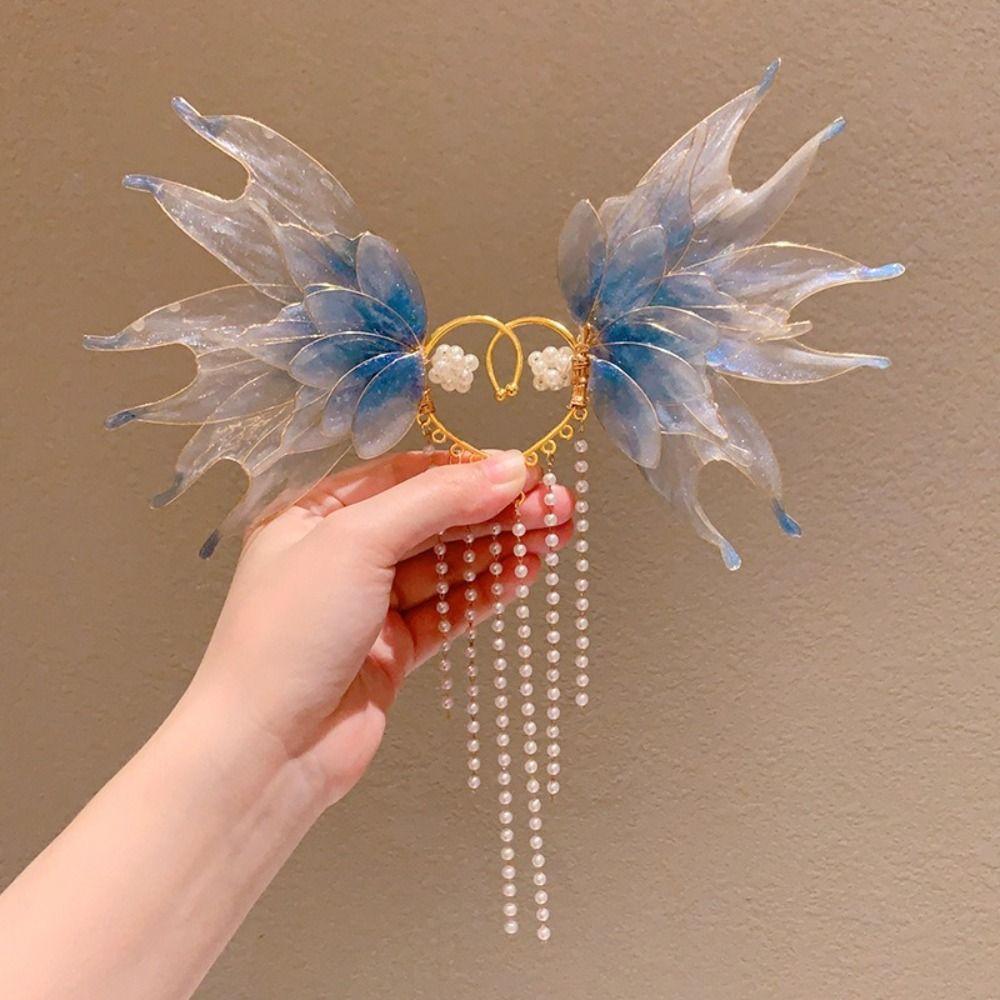 Butterfly Elf Fairy Earrings Tassels Ear Clips Exquisite Ear Clamp