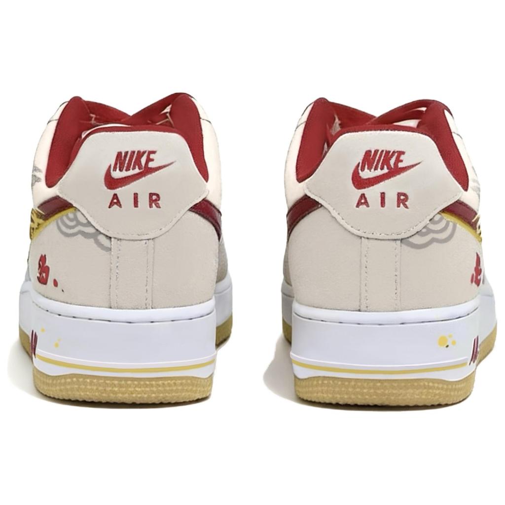 Nike Air Force 1 Red Gold Auspicious Clouds, Year Of The Horse CNY Abrasion Resistant Low Top Skateboard Shoes Unisex IB6388-101(Team1794-)