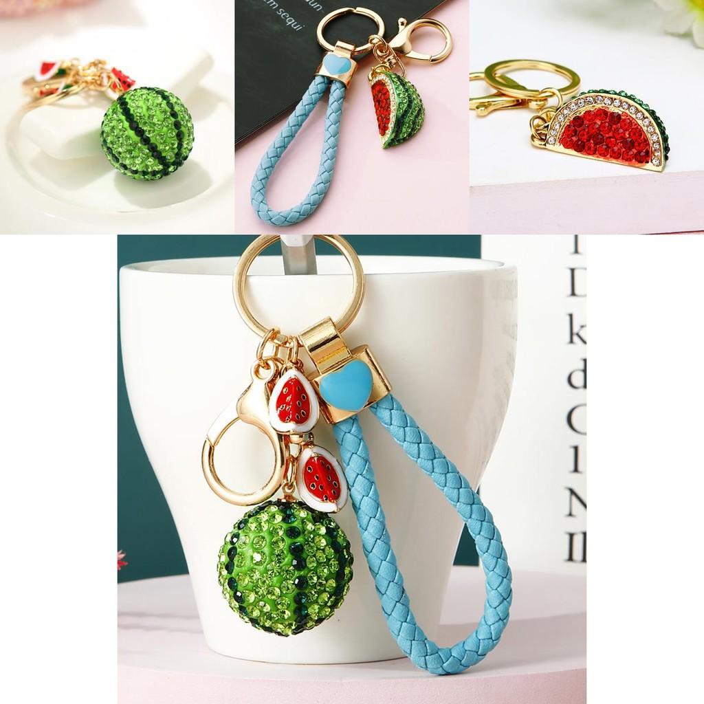 Charming Metal Watermelon Keychain Accessory With Sparkling Rhinestones For Bags