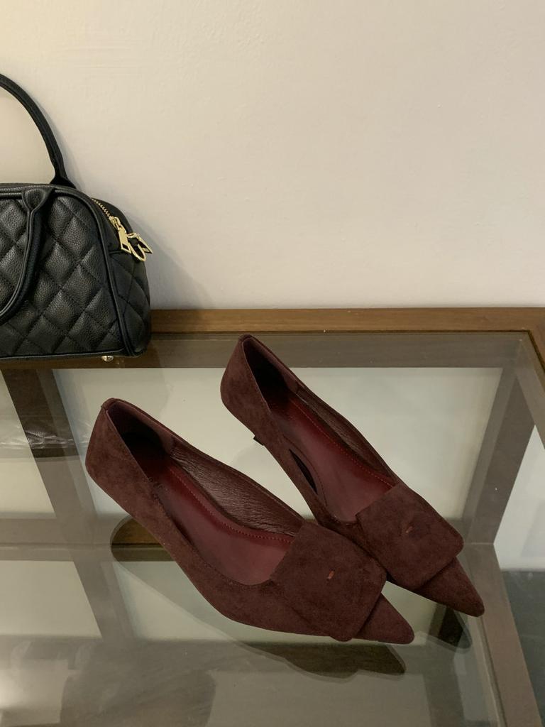 2025 Autumn New Retro Temperament Pointed High Heels Women's Suede One-pedal Temperament Versatile Commuter Shoes