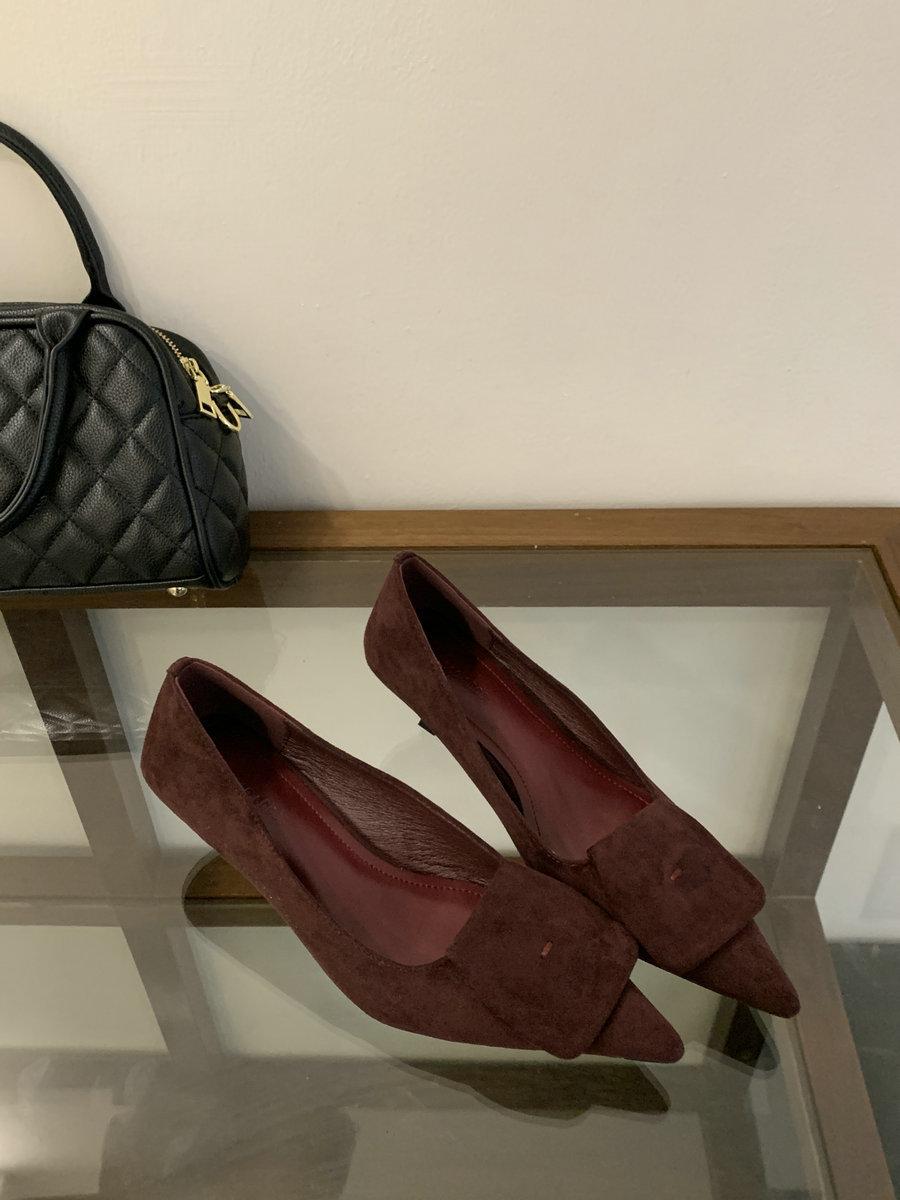 

2025 autumn new retro temperament pointed high heels women s suede one-pedal temperament versatile commuter shoes 39 фуксия
