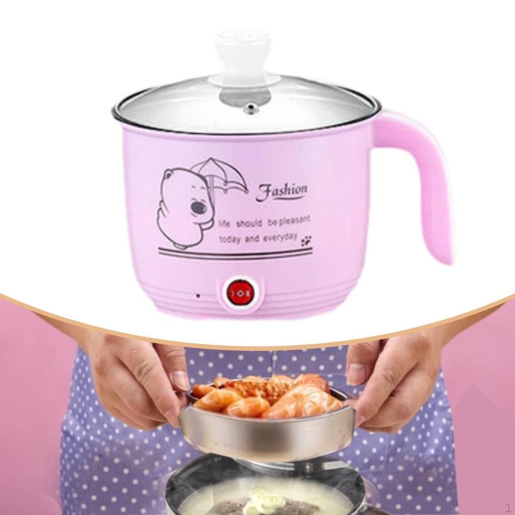 Elektrischer Topf Schnellheizung Persönliche Pfanne für Steak Haferflocken Party pink