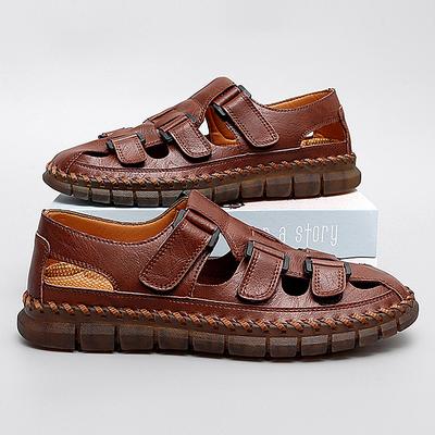 New Summer Men's Sandals High Quality Outdoor Beach Shoes 2024 Cowhide Non-slip Slippers for Men Sandals Designer Brand Mocassin