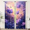 2pc,  Window Curtains Blue & Purple Flowers Light Filter Spring Party & Holiday Decor Perfect for Carnival Decor