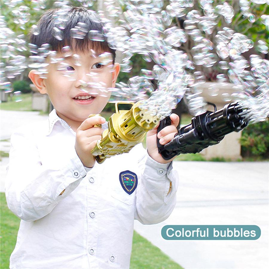 Gatling bubble gun, soap bubble maker, safe summer cooling fan, for kids, outdoor