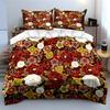 Red Floral Bedding Set with Bloom Design Bedding Set (1 Duvet Cover, 2 Pillowcases, Duvet Not Included)