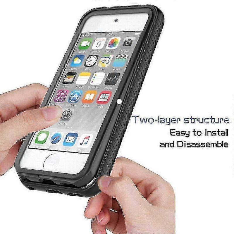 Hülle für iPod Touch 7/6/5 mit Displayschutz, Transparentes Ganzkörper Clear Bumper Stoßfest Robustes Schutzcover