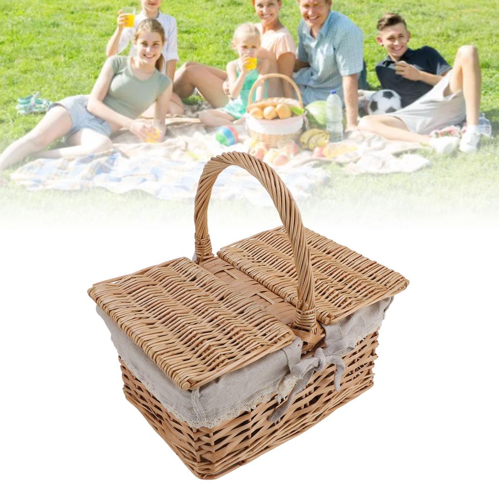 Picknickkorb mit Deckel Griff Abnehmbarer Einsatz Multifunktioneller Gartenkorb für Blumen Obst Gemüse