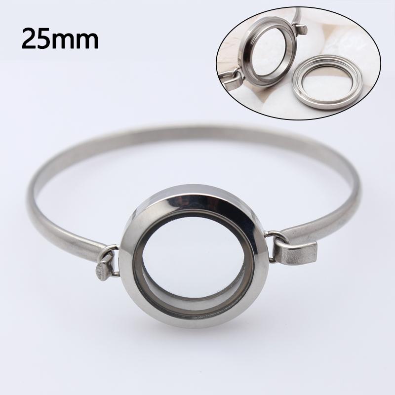 Twist Screw 25mm 30mm Stainless Steel Glass Bangle Locket Trendy Floating Memory Living Charms Bracelet Pearl Gift DIY Accessory
