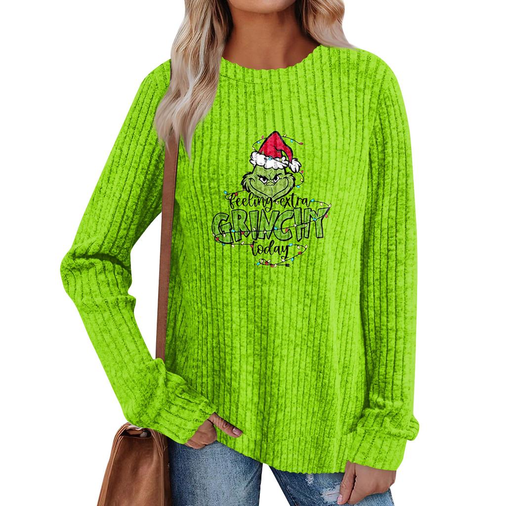 Women's Printed Lightweight Brushed-Cotton Round Neck Top