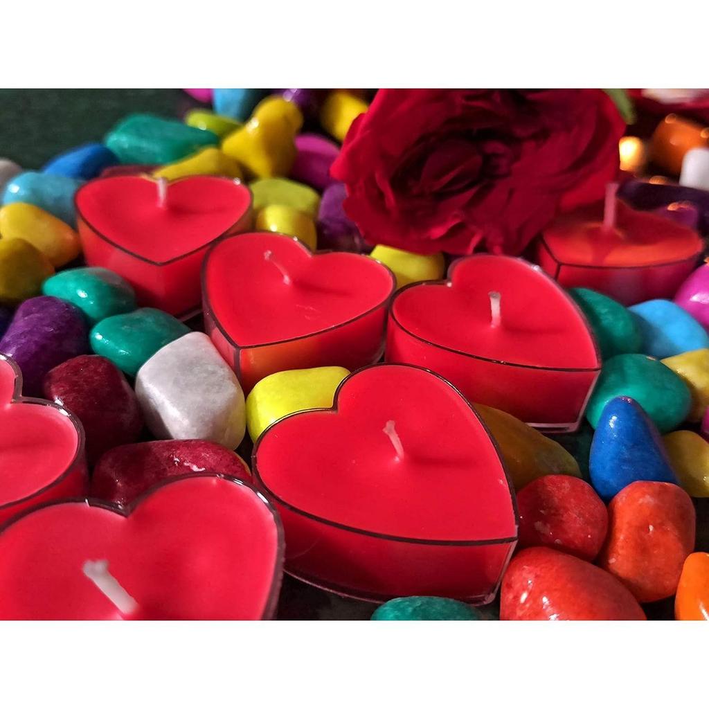 Ljus För Heminredning, Rosdoft, Hjärtform, Röd Färg, Förpackning med 12, 3,5 X 1,5 Cm - Vax