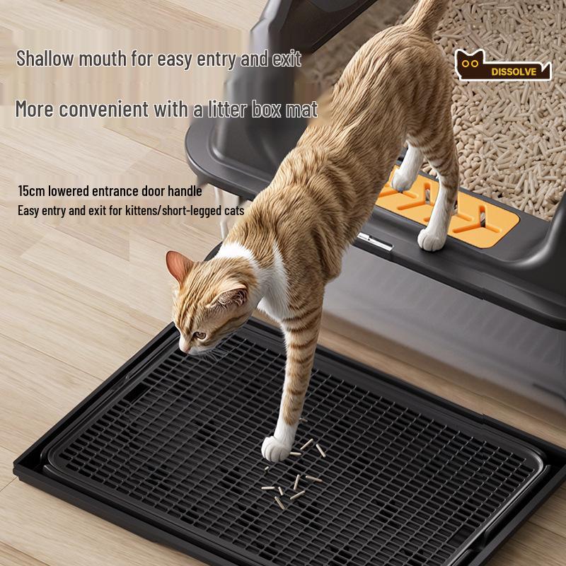 Top-Entry Stainless Steel Cat Litter Box with High Walls for Anti-Splash and Sand Control