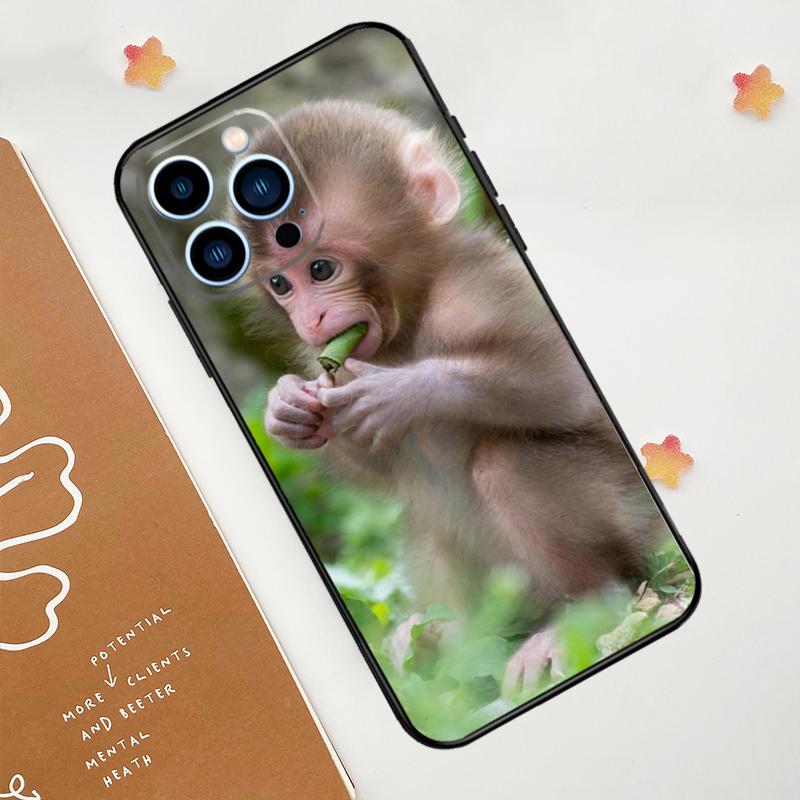 Cute Baby Monkey Animal Phone Case For iPhone 17 Pro Max 11 14 15 16 Pro Max 12 13 mini 16 Plus 16e 17 Air Funda