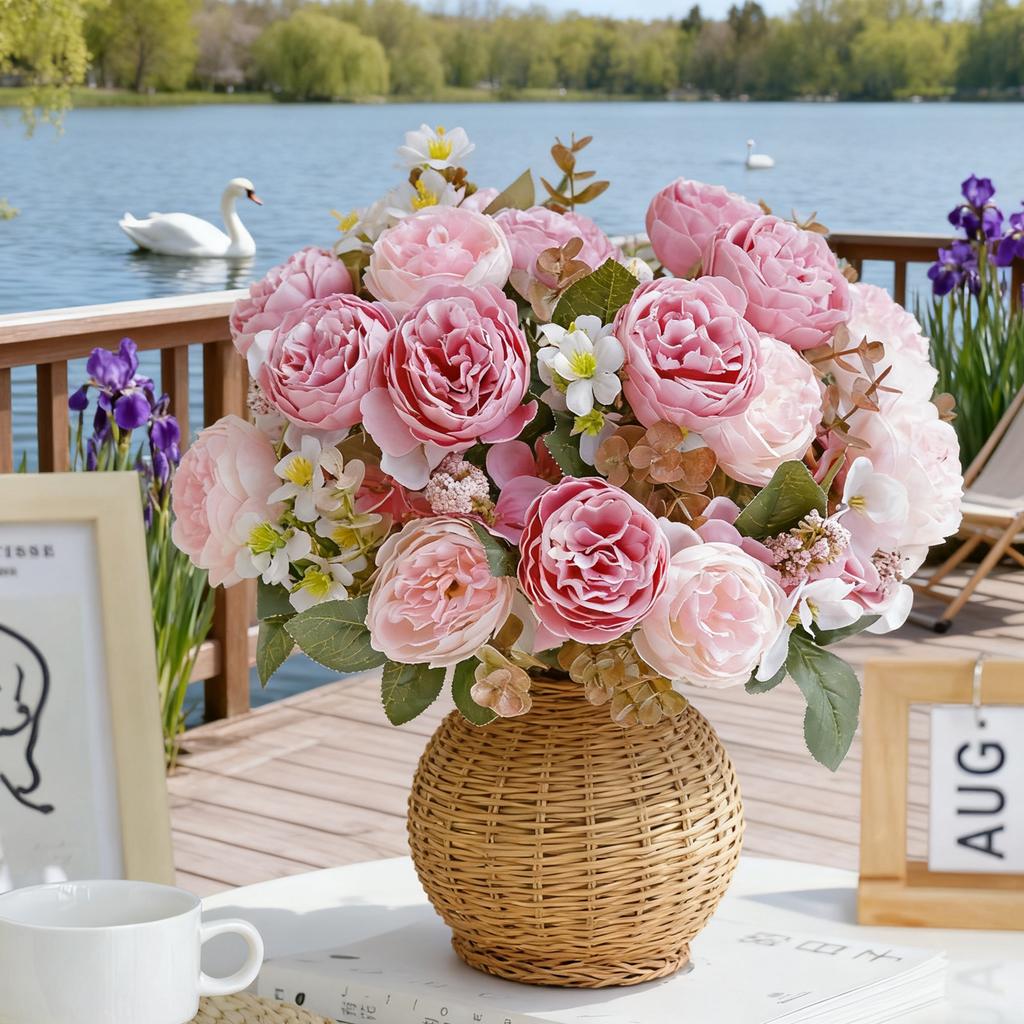 Artificial Flowers Silk Peony Home Room Table Wedding Wreath Bridal Bouquet Decora Valentine's Outdoor Garden Yard DIY Gifts Box