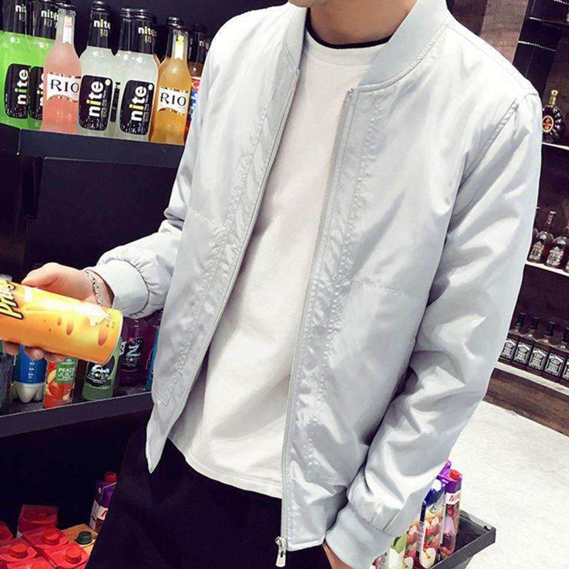 Men's Lightweight Motorcycle Bomber Jacket With Zipper Closure And Soft Material