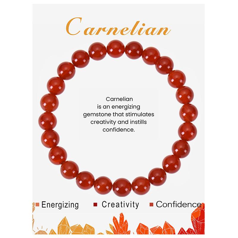 Natural Stone Beaded Bracelets With Card 8mm Apatite Amethysts Carnelian Tiger Eye Stone Stretch Bracelets For Women Men