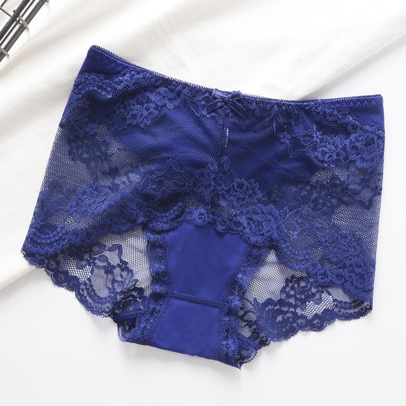 Underwear Women's Enlarged Mid Waist Lace Underpants Breathable Sexy Mesh Briefs Einson