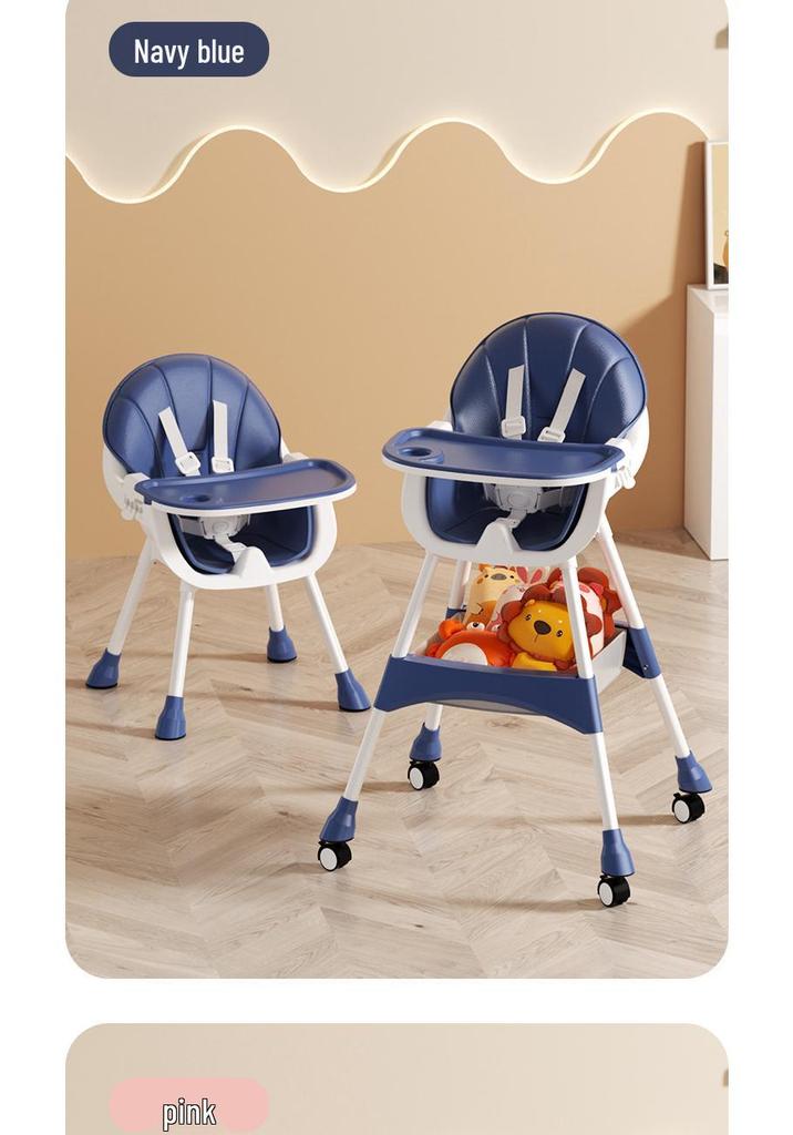 Adjustable Portable High Chair for Infants - Foldable Children's Dining Seat with Double Layer Tray