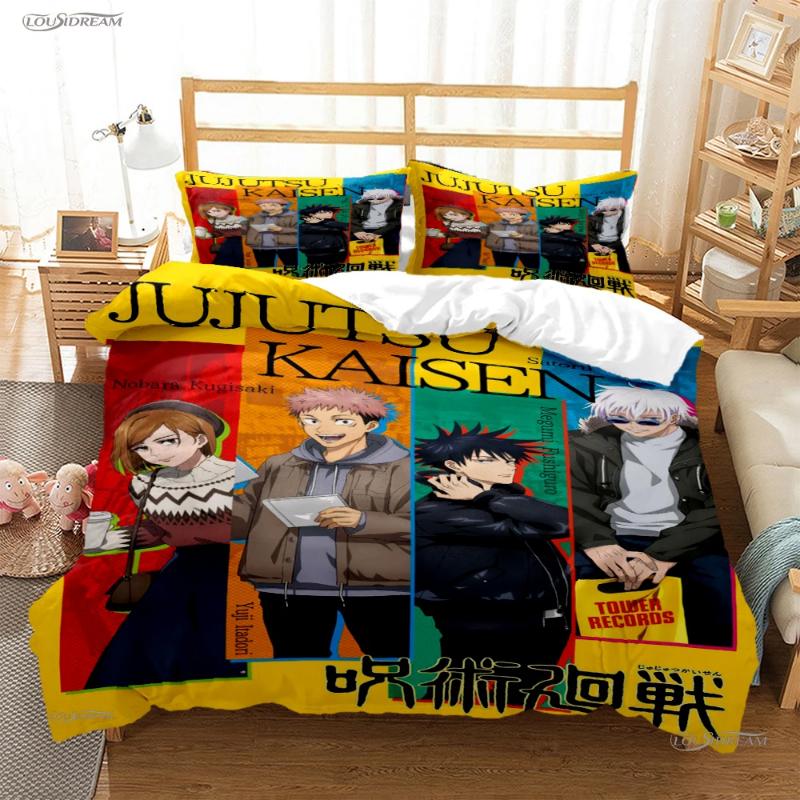 Jujutsu Kaisen Bedding Set Quilt Cover Pillowcase Anime Figure Satoru Gojo Bed Bedroom Duvet Cover Decor Beddings Suit Kids Gift