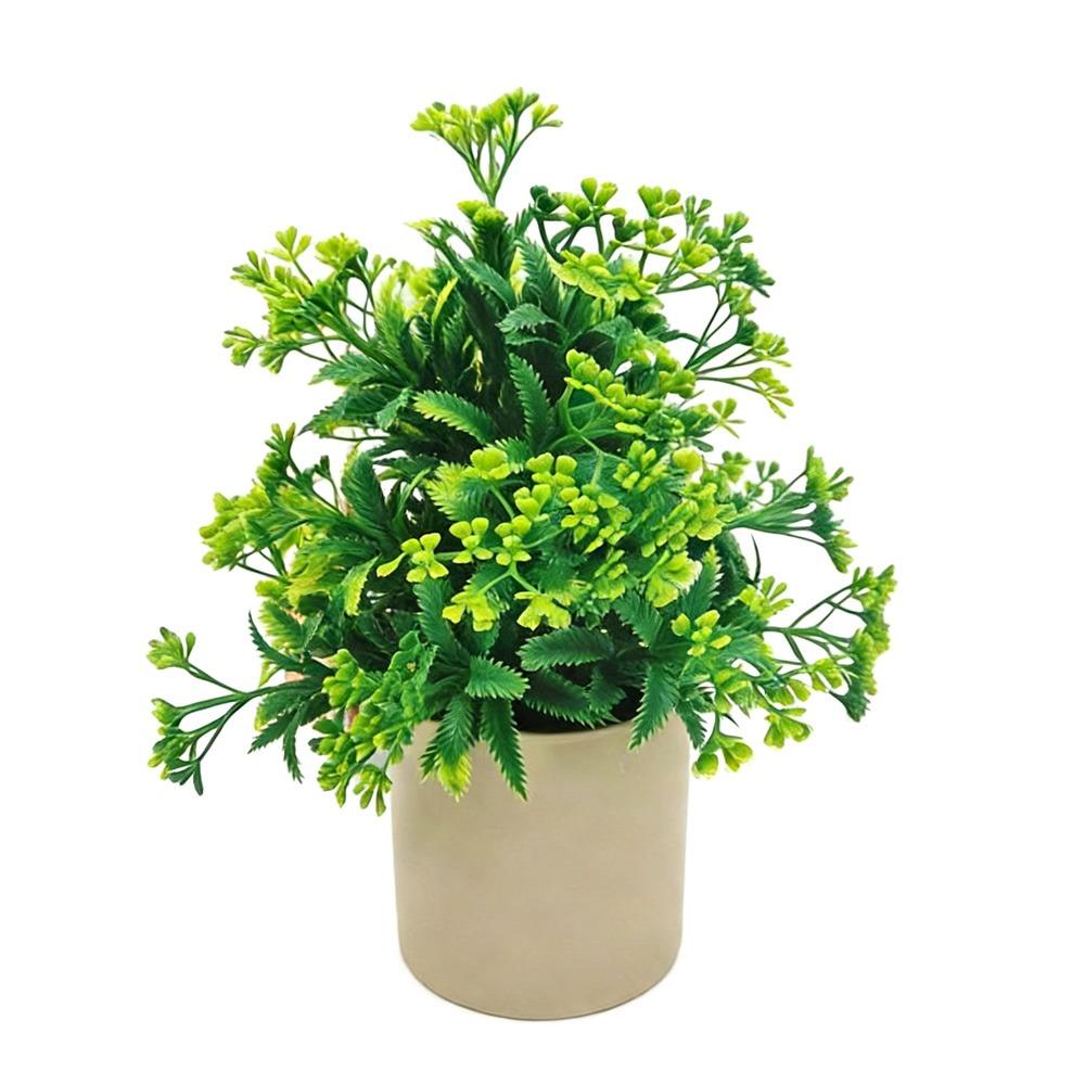 Creative Green Leaves Artificial Grass Bonsai Photo Props with Flowerpot Potted Plant Ornament Faux Flowerpotted Gift