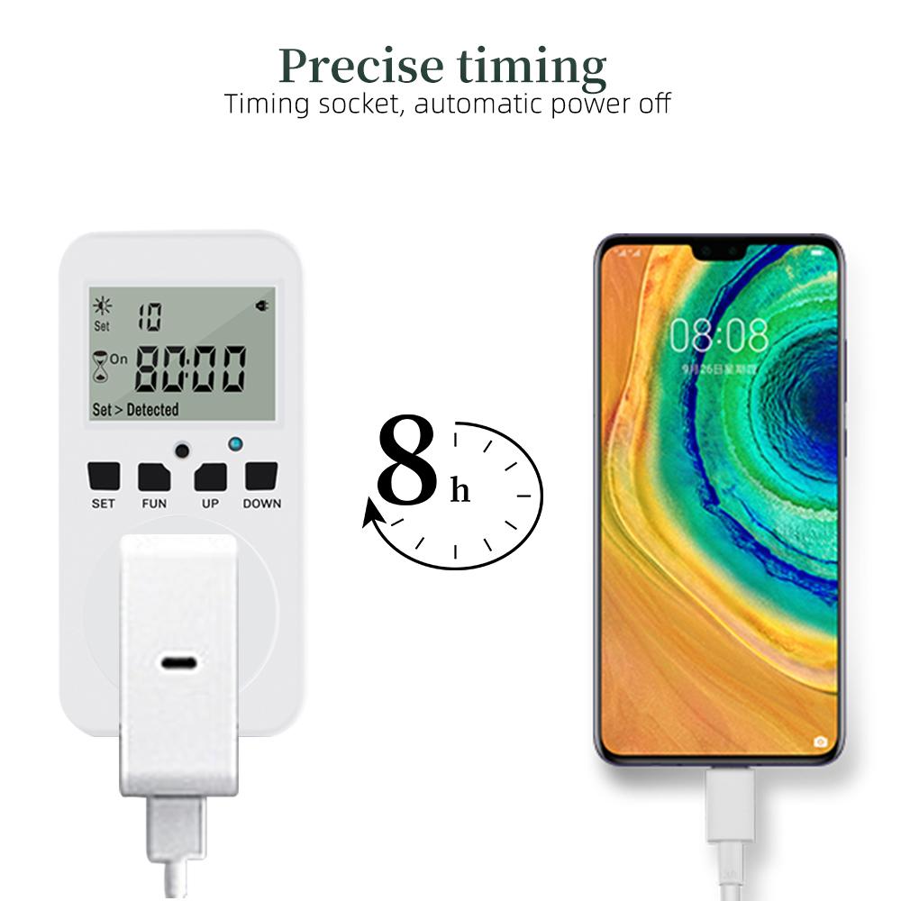TM08 Digital Timer Socket LCD Smart Short Cycle Socket Countdown Programmable Timing Controller Outlet Switch UK US FR EU Plug