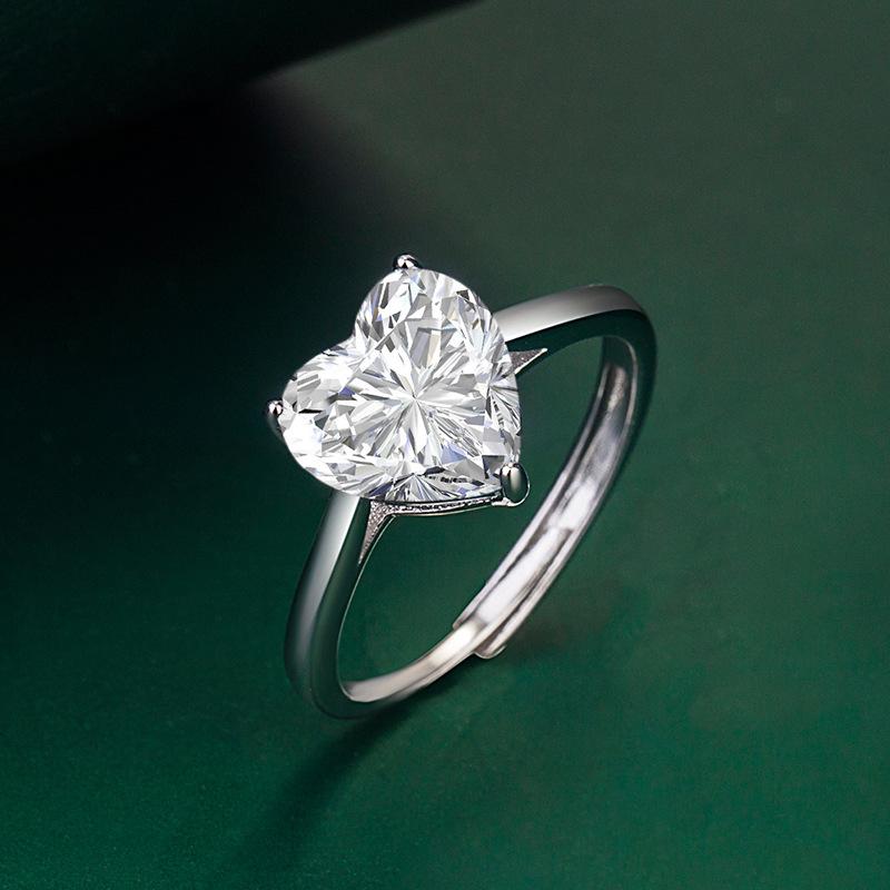 

Nice Ring Charms 925 Sterling Silver Moissanite zircon Adjustable Simplicity For women Jewelry Wedding Plated 18K White Gold resizable