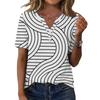 Women's Casual Floral Print V-Neck Short Sleeve T-Shirt Top with Decorative Buttons for Everyday Wear