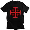 Jerusalem Königreich Kreuz T-Shirt Herren Kurzarm Tempelritter Kreuzzüge T-Shirts Tee Tops Reine Baumwolle Slim Fit T-Shirts Geschenk