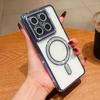 Glitter Diamond Transparent Plating Magnetic Case For Xiaomi 14T Redmi Note 14 Pro Plus For Magsafe Wireless Charge Bumper Cover