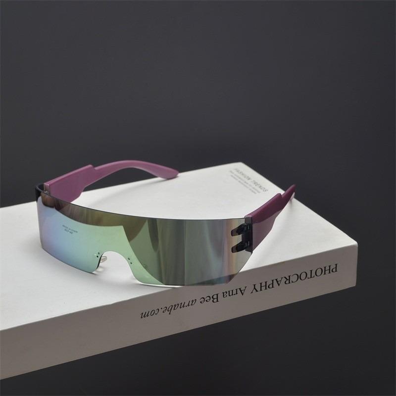 Cycling Rimless Y2K Sunglasses Men Women Trendy Gradient 2000'S Wrap Around Sun Glasses Punk One Piece Goggles Fashion Shades