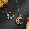 Full Diamond Snowflake Moon Pendant Necklace - Women's Versatile Trendy Clavicle Chain with Japanese Korean Design