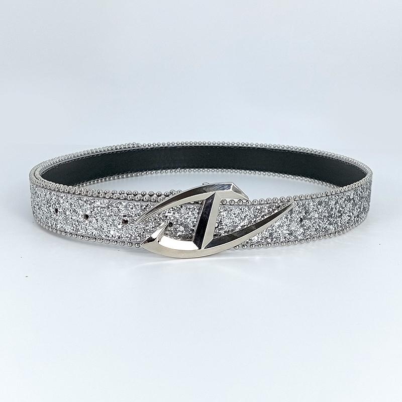 

Роскошные ремни из искусственной кожи с пайетками, персонализированный панк-готический ремень для женщин, украшение для джинсов, пояс, подарки серебряный